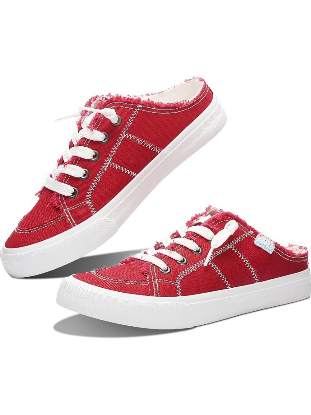 🆕Women's All Red Canvas Mules Memory Foam Clipper Sneakers Casual Comfortable